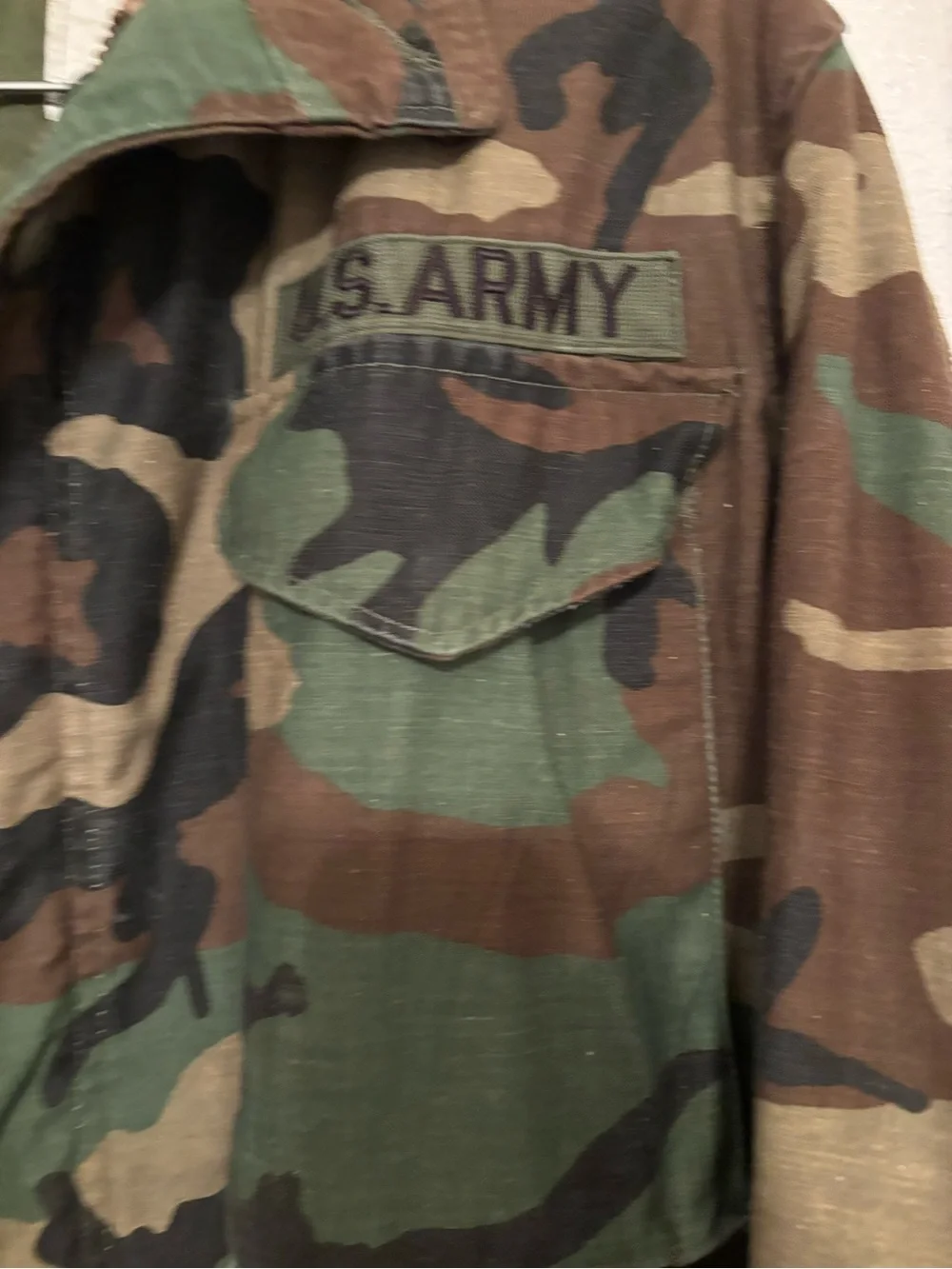 Vintage U.S. Army Woodland Camouflage cold weather Field Jacket L long